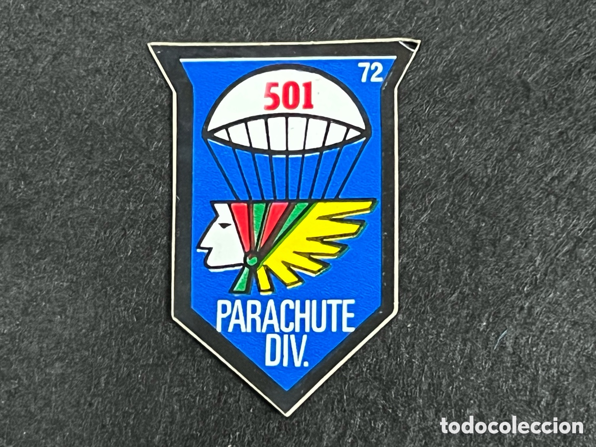 Coleccionismo cromos antiguos: CROMO BIMBO S&Uacute;PER EMBLEMAS 501 PARACHUTE DIV. N&Uacute;MERO 72 SIN PEGAR TROQUELADO