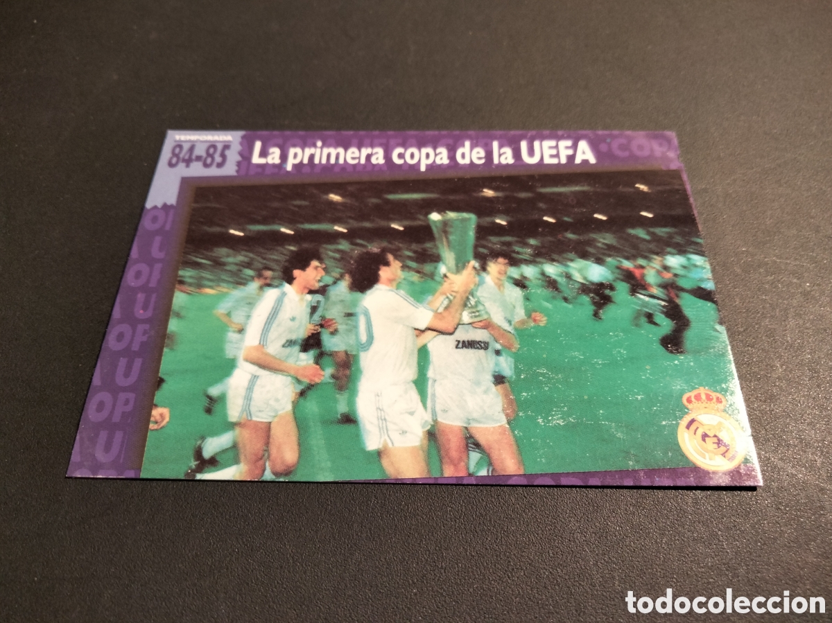 Collezionismo Figurine antiche: REAL MADRID ORO # 80 LA PRIMERA COPA DE LA UEFA LIGA 1984/85 FICHA 1902/1996 MAGIC BOX