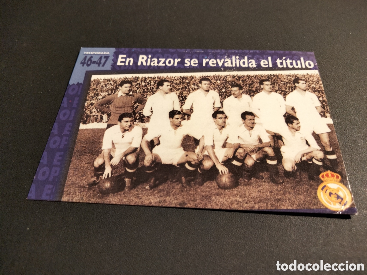 Coleccionismo cromos antiguos: REAL MADRID ORO # 63 EN RIAZOR SE REVALIDA EL TITULO 1946/47 FICHA 1902/1996 MAGIC BOX