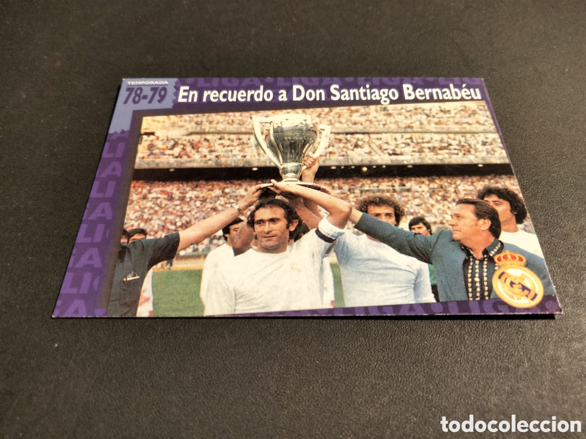 Coleccionismo cromos antiguos: REAL MADRID ORO # 47 EN RECUERDO A DON SANTIAGO BERNAB&Eacute;U 1978/79 FICHA 1902/1996 MAGIC BOX