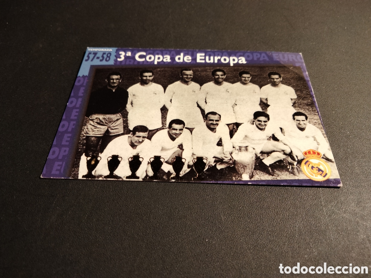 Collectionnisme Cartes &agrave; collectionner anciennes: REAL MADRID ORO # 76 TERCERA COPA DE EUROPA 1957/58 FICHA 1902/1996 MAGIC BOX
