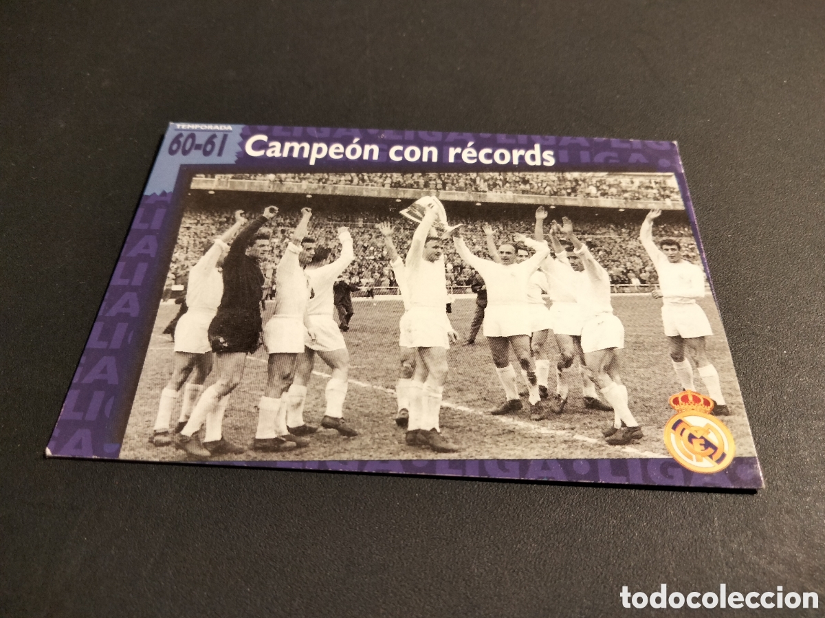 Coleccionismo cromos antiguos: REAL MADRID ORO # 35 CAMPE&Oacute;N CON RECORDS 1960/61 FICHA 1902/1996 MAGIC BOX