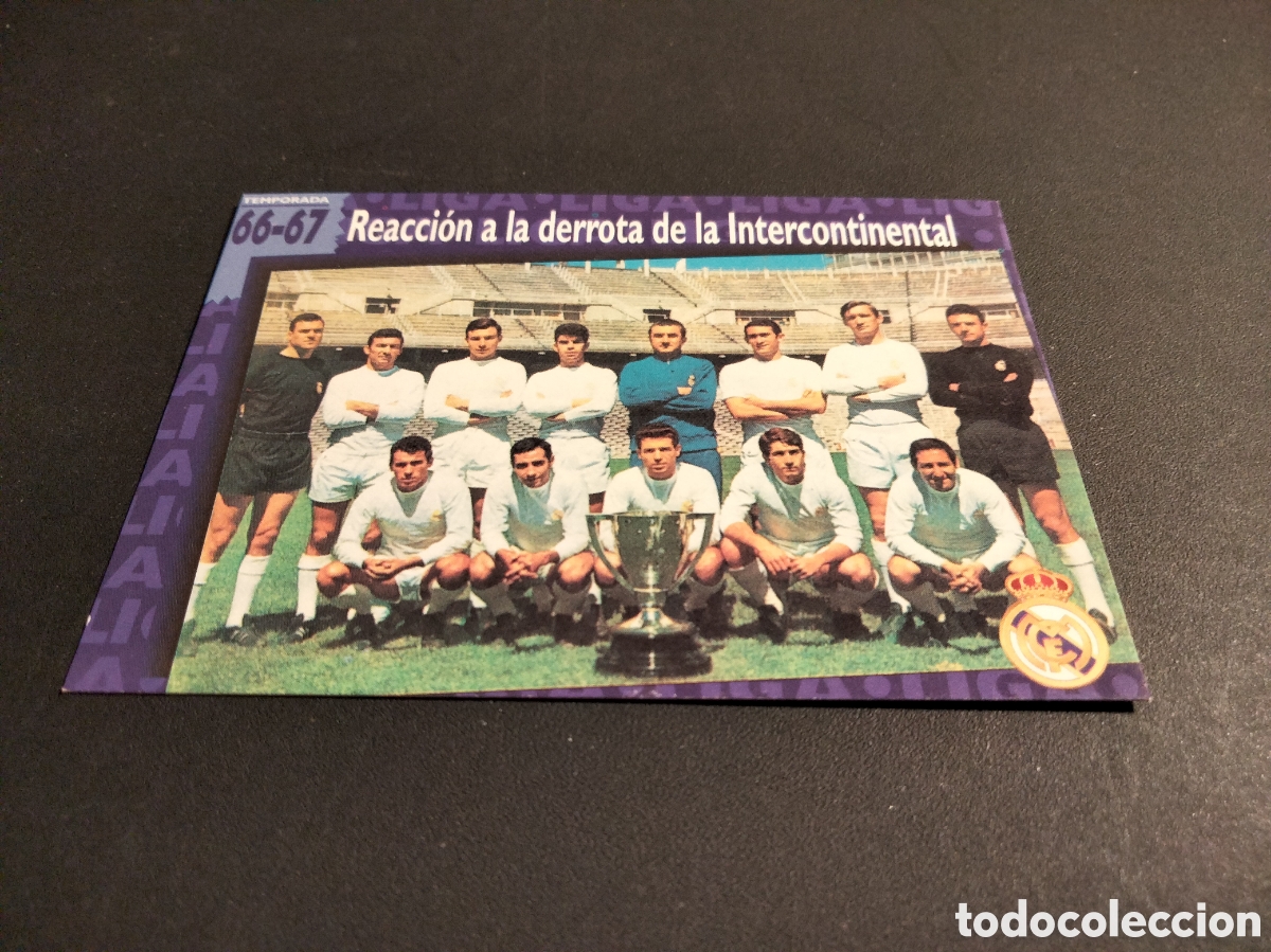 Coleccionismo cromos antiguos: REAL MADRID ORO # 40 REACCI&Oacute;N DE LA DERROTA INTERCONTINENTAL 1966/67 FICHA 1902/1996 MAGIC BOX