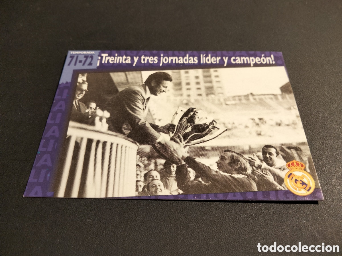 Coleccionismo cromos antiguos: REAL MADRID ORO # 43 !TREINTA Y TRES JORNADAS LIDER Y CAMPEON! 1971/72 FICHA 1902/1996 MAGIC BOX