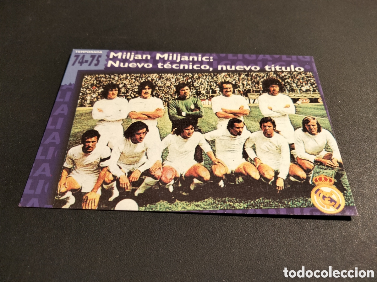 Coleccionismo cromos antiguos: REAL MADRID ORO # 44 MILJAN MILJANIC, NUEVO TECNICO, NUEVO T&Iacute;TULO 1974/75 FICHA 1902/1996 MAGIC BOX