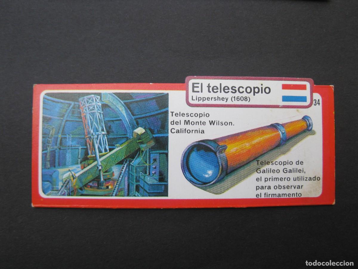 Coleccionismo cromos antiguos: LOS INVENTOS - CROMO - TARJETA N&ordm; 34 - EL TELESCOPIO - BIMBO.