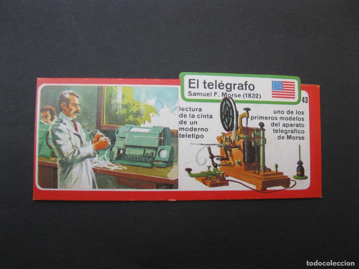 Coleccionismo cromos antiguos: LOS INVENTOS - CROMO - TARJETA N&ordm; 43 - EL TEL&Eacute;GRAFO - BIMBO.