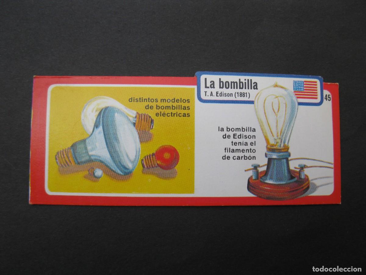 Coleccionismo cromos antiguos: LOS INVENTOS - CROMO - TARJETA N&ordm; 45 - LA BOMBILLA - BIMBO.