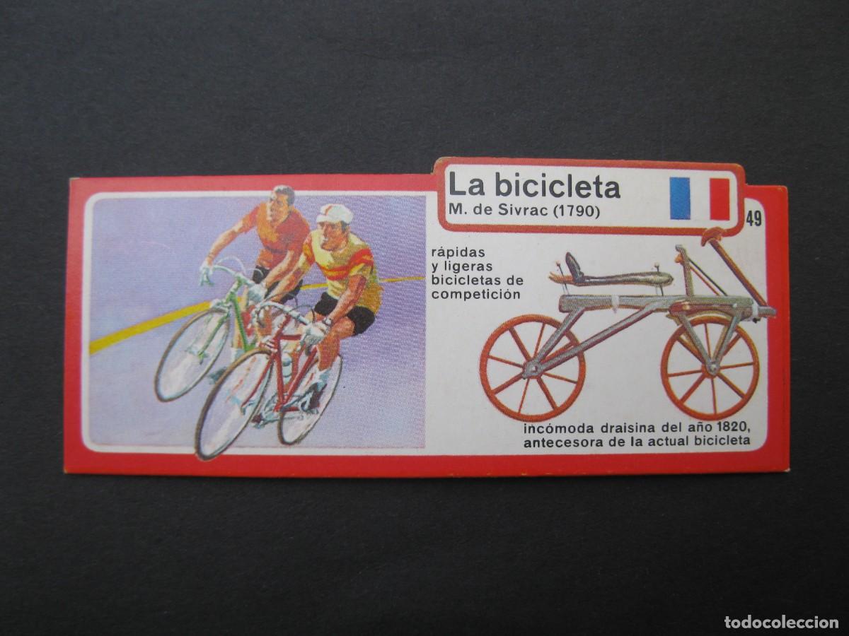 Coleccionismo cromos antiguos: LOS INVENTOS - CROMO - TARJETA N&ordm; 49 - LA BICICLETA - BIMBO.