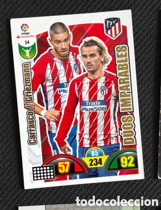 Coleccionismo cromos antiguos: 54 DUOS IMPARABLES ATLETICO MADRID GRIEZMANN ADRENALYN XL 2017 2018