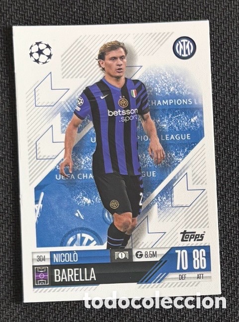 Coleccionismo cromos antiguos: 304 NICOLO BARELLA Inter Mil&aacute;n Colecci&oacute;n match attax TOPPS 2024 2025