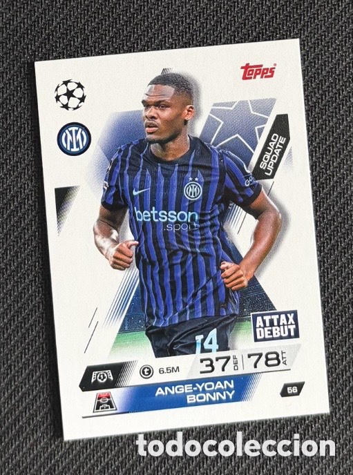 Coleccionismo cromos antiguos: 56 Bonny Inter Mil&aacute;n Colecci&oacute;n match attax TOPPS 2025 2026