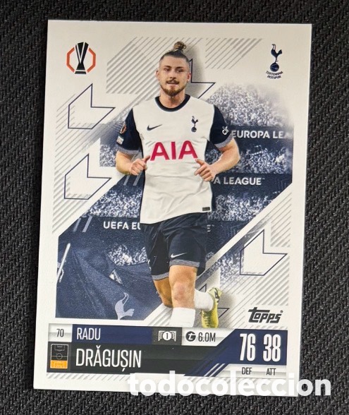 Coleccionismo cromos antiguos: 70 Dragusin Tottenham Colecci&oacute;n match attax TOPPS 2024 2025