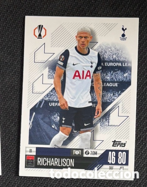 Coleccionismo cromos antiguos: 81 Richarlison Tottenham Colecci&oacute;n match attax TOPPS 2024 2025