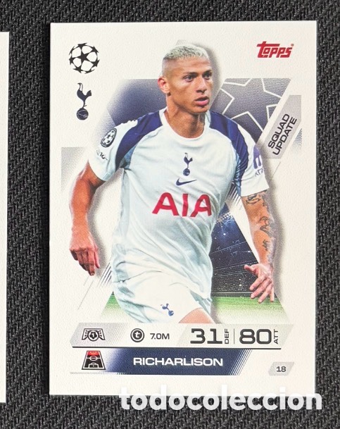 Coleccionismo cromos antiguos: 18 Richarlison Tottenham Colecci&oacute;n match attax TOPPS 2025 2026