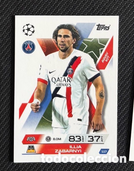 Coleccionismo cromos antiguos: 117 Zabarnyi PSG Colecci&oacute;n match attax TOPPS 2025 2026