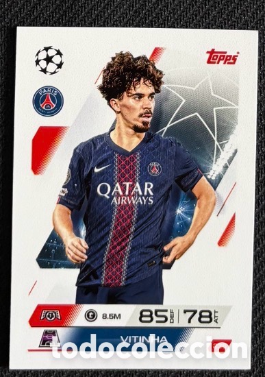 Coleccionismo cromos antiguos: 236 Vitinha PSG Colecci&oacute;n match attax TOPPS 2025 2026