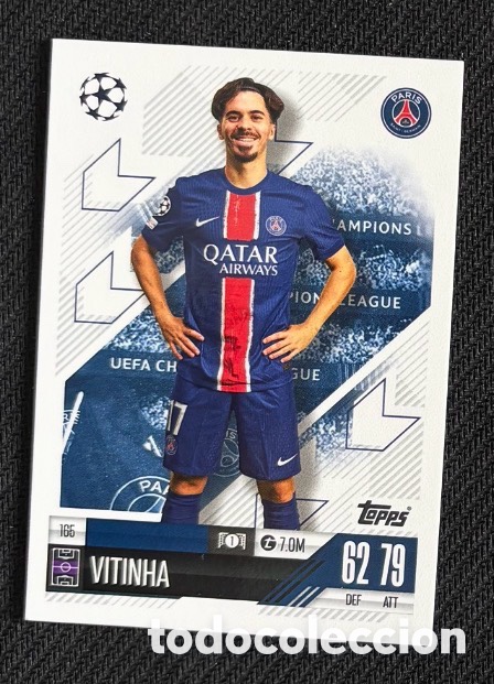 Coleccionismo cromos antiguos: 165 Vitinha PSG Colecci&oacute;n match attax TOPPS 2024 2025
