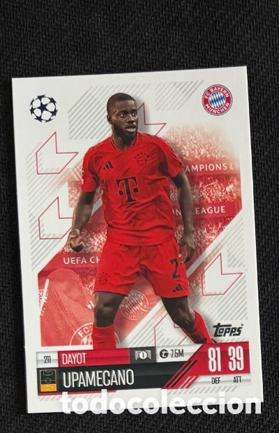 Coleccionismo cromos antiguos: 211 UPAMECANO Bayern M&uacute;nich Colecci&oacute;n match attax TOPPS 2024 2025