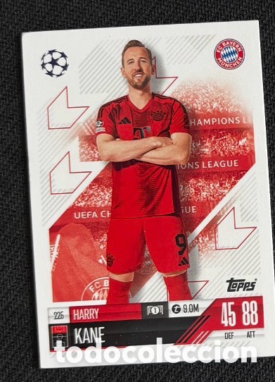 Coleccionismo cromos antiguos: 225 Harry Kane Bayern M&uacute;nich Colecci&oacute;n match attax TOPPS 2024 2025