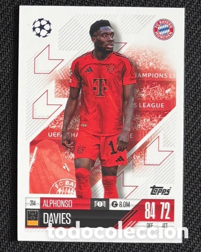 Coleccionismo cromos antiguos: 214 Alphonso Davies Bayern M&uacute;nich Colecci&oacute;n match attax TOPPS 2024 2025