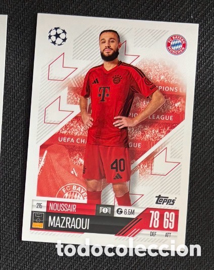 Coleccionismo cromos antiguos: 215 Mazraoui Bayern M&uacute;nich Colecci&oacute;n match attax TOPPS 2024 2025