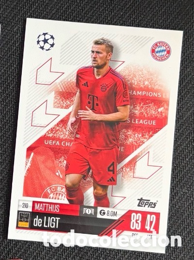 Coleccionismo cromos antiguos: 210 De Ligt Bayern M&uacute;nich Colecci&oacute;n match attax TOPPS 2024 2025