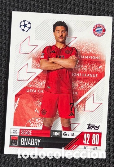 Coleccionismo cromos antiguos: 220 Gnabry Bayern M&uacute;nich Colecci&oacute;n match attax TOPPS 2024 2025