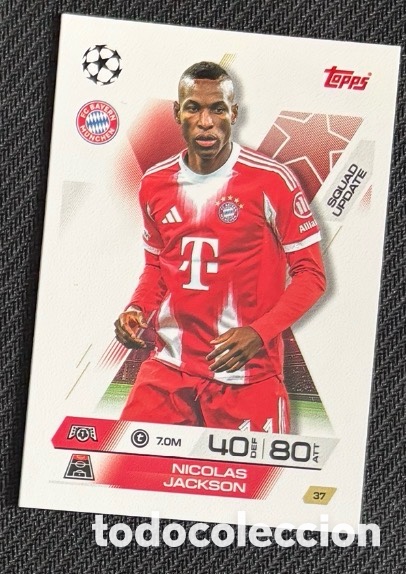 Coleccionismo cromos antiguos: 37 Nicol&aacute;s Jackson Bayern M&uacute;nich Colecci&oacute;n match attax TOPPS 2025 2026