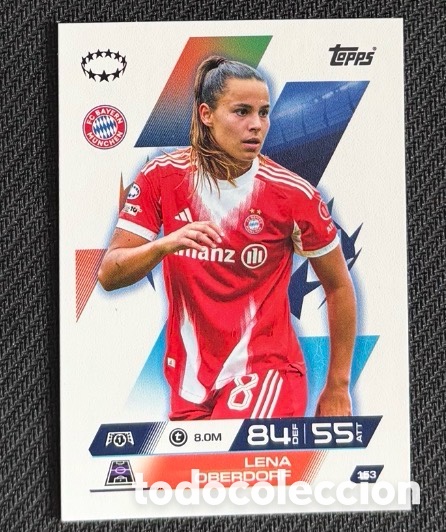 Coleccionismo cromos antiguos: 153 Lena Oberdorf Bayern M&uacute;nich Colecci&oacute;n match attax TOPPS 2025 2026