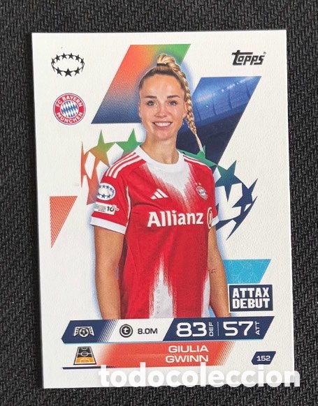 Coleccionismo cromos antiguos: 152 Giulia Gwinn Bayern M&uacute;nich Colecci&oacute;n match attax TOPPS 2025 2026