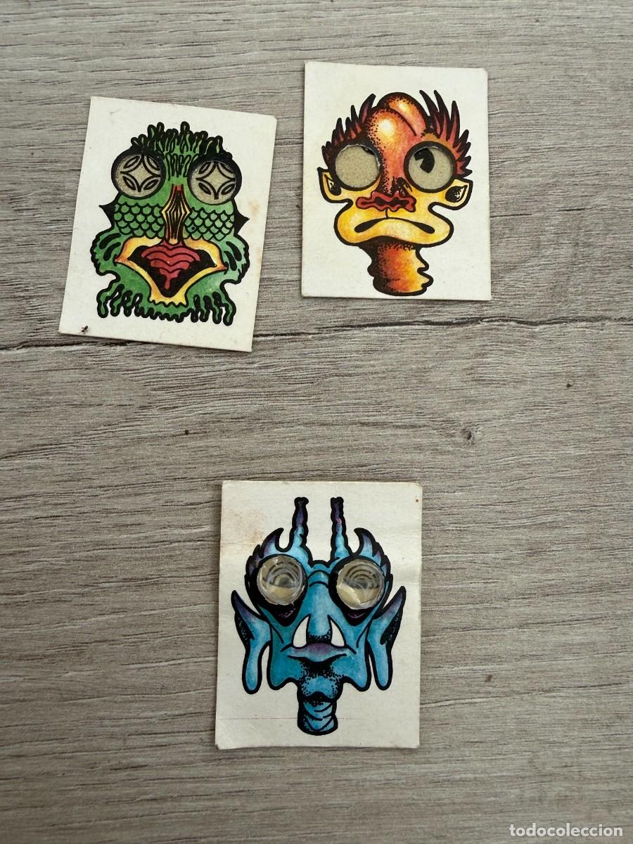 Coleccionismo cromos antiguos: 3 cromos Monstruos con ojos de Panrico