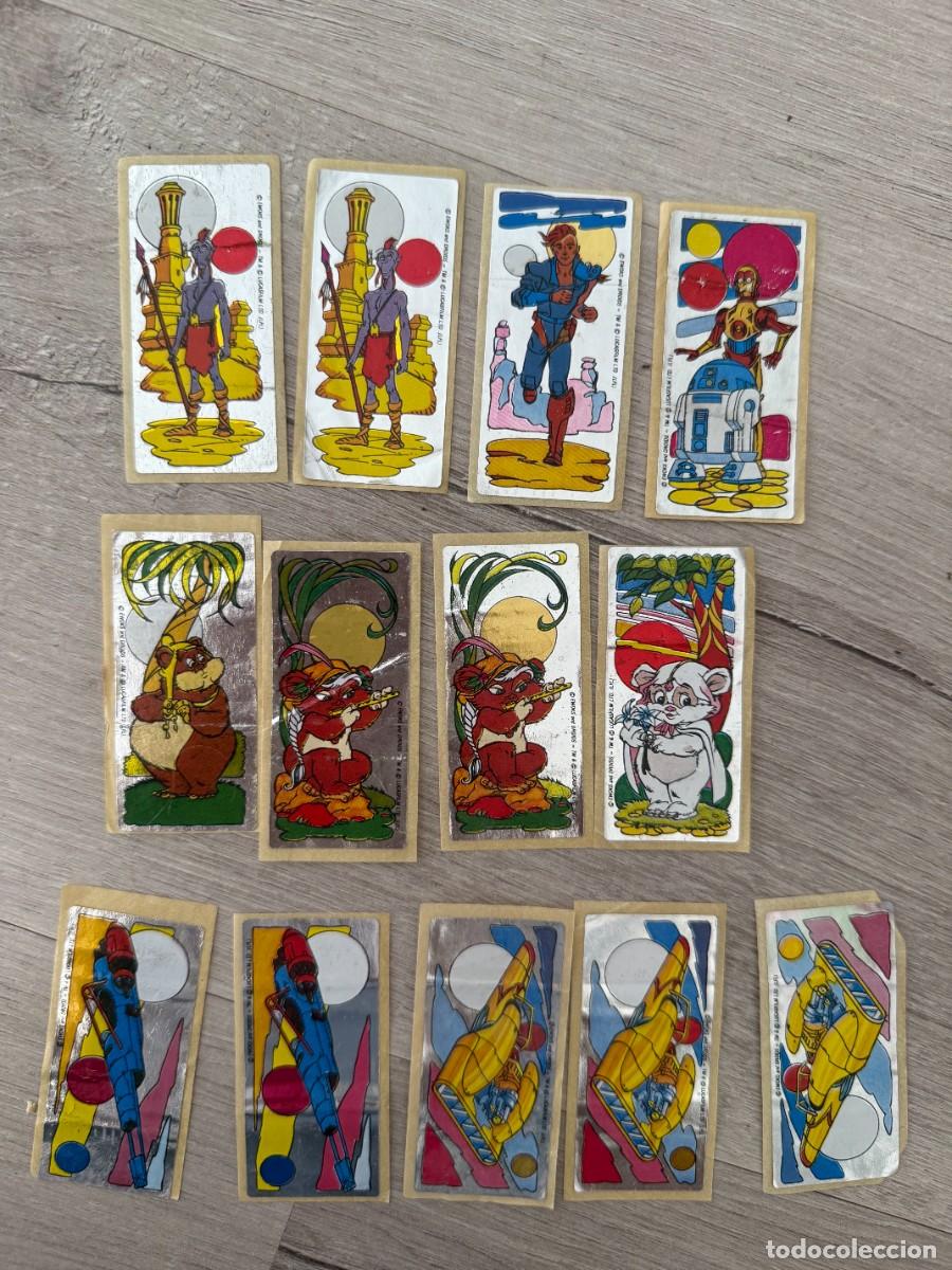 Coleccionismo cromos antiguos: 13 cromos pegatinas chicle Ewoks & Droids Dunkin Star Wars