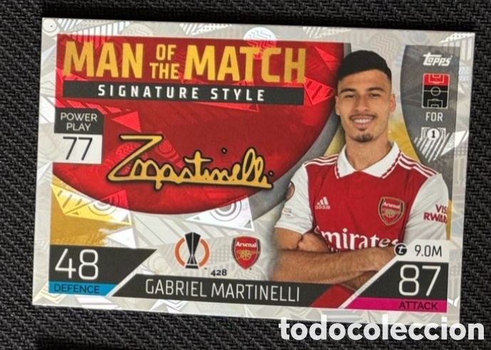 Coleccionismo cromos antiguos: 428 Martinelli Arsenal Topps Match Attax Champions League 2022-2023 Man of the Match