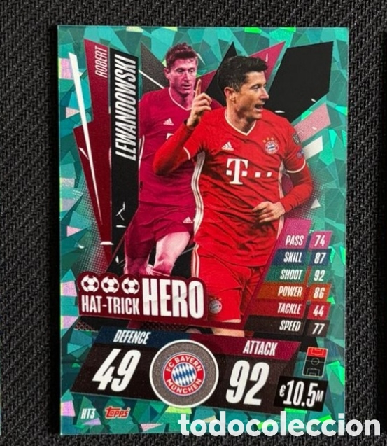 Coleccionismo cromos antiguos: Lewandowski bayern M&uacute;nich Hat trick hero Match Attax UEFA Champions League 2020-21