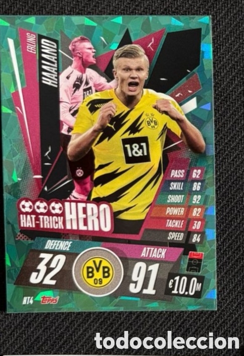 Coleccionismo cromos antiguos: Haaland Dortmund Hat trick hero Match Attax UEFA Champions League 2020-21