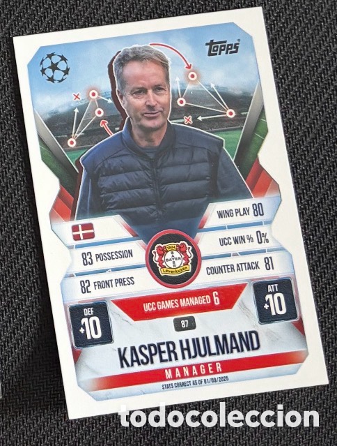Coleccionismo cromos antiguos: 87 Hjulmand entrenador Leverkusen Colecci&oacute;n match attax TOPPS 2025 2026