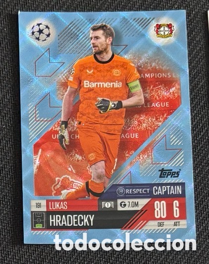 Coleccionismo cromos antiguos: 191 Hradecky Leverkusen Colecci&oacute;n match attax TOPPS 2024 2025