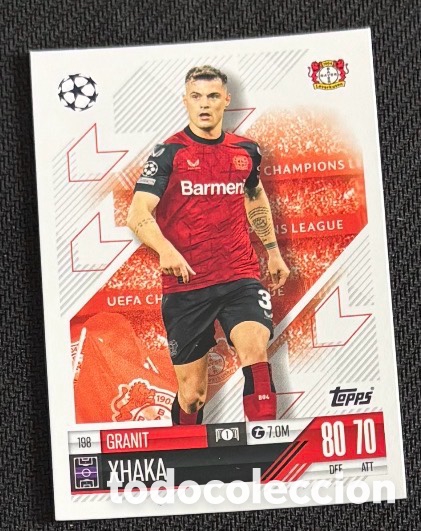 Coleccionismo cromos antiguos: 198 Xhaka Leverkusen Colecci&oacute;n match attax TOPPS 2024 2025