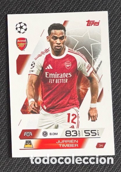 Coleccionismo cromos antiguos: 34 Timber Arsenal Colecci&oacute;n match attax TOPPS 2025 2026