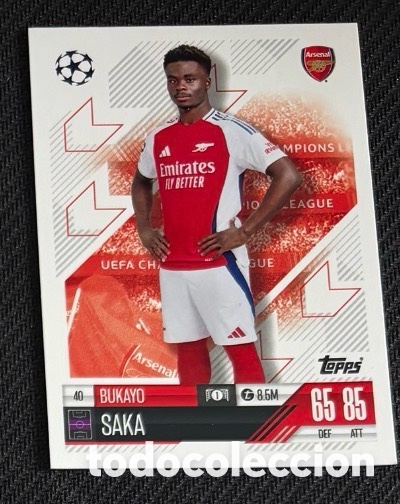 Coleccionismo cromos antiguos: 40 Saka Arsenal Colecci&oacute;n match attax TOPPS 2024 2025
