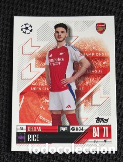 Coleccionismo cromos antiguos: 38 Declan Rice Arsenal Colecci&oacute;n match attax TOPPS 2024 2025