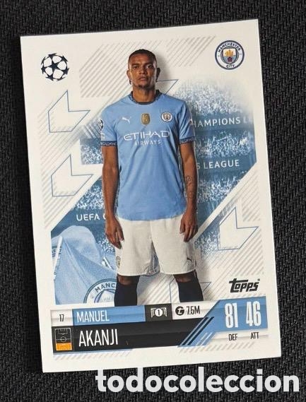 Coleccionismo cromos antiguos: 17 Akanji Manchester City Colecci&oacute;n match attax TOPPS 2024 2025