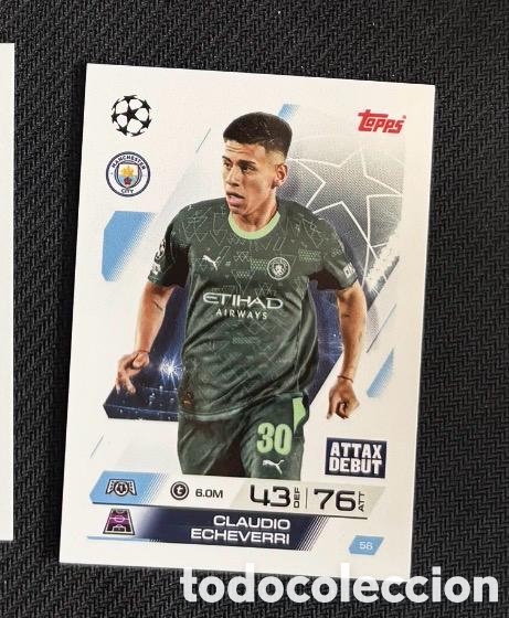 Coleccionismo cromos antiguos: 56 Echeverri Manchester City Colecci&oacute;n match attax TOPPS 2025 2026