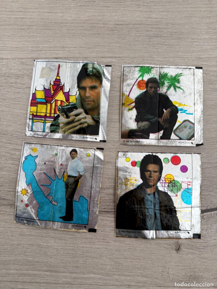 Coleccionismo cromos antiguos: 4 cromos chicle MacGyver 1987 Dunkin General de Confiter&iacute;a
