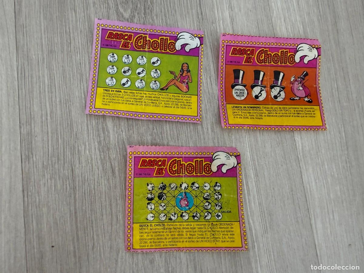 Coleccionismo cromos antiguos: 3 cromos Rasca el Chollo - Dunkin - Un, dos, tres chicle General de Confiter&iacute;a
