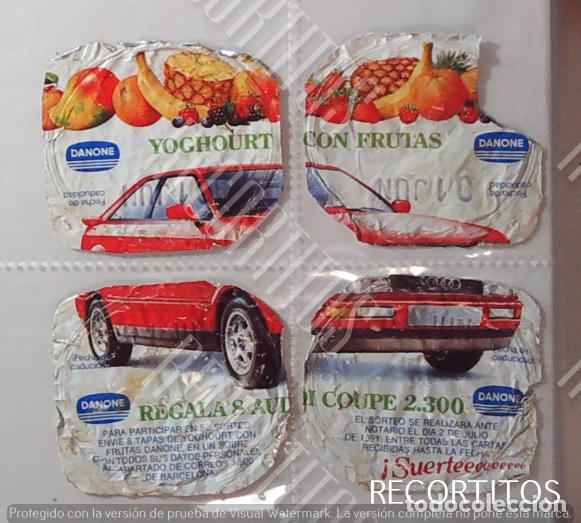 Coleccionismo cromos antiguos: AUDI COUPE 4 TAPAS DANONE YOGURTH YOGUR YOGURES TAPADERAS