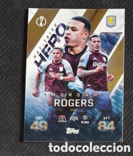 Coleccionismo cromos antiguos: MORGAN ROGERS ASTON VILLA Hat-Trick Hero Match Attax Champions League