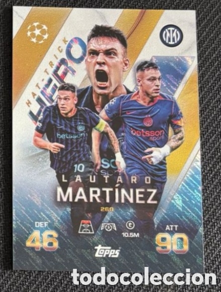 Coleccionismo cromos antiguos: LISANDRO MARTINEZ INTER MILAN Hat-Trick Hero Match Attax Champions League