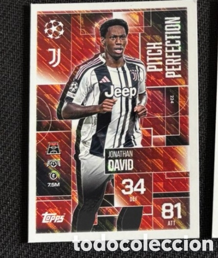Coleccionismo cromos antiguos: JONATHAN DAVID JUVENTUS MATCH ATTAX EXTRA 2025 2026 PITCH PERFECTION